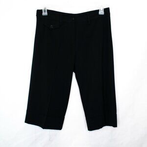 Boston Proper Cuffed Capri Pants Womens 10 Black Stretch Solid Adjustable RR06X